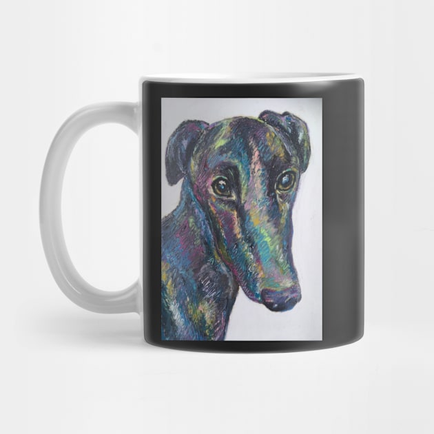 Colourful black greyhound lurcher by Merlinsmates